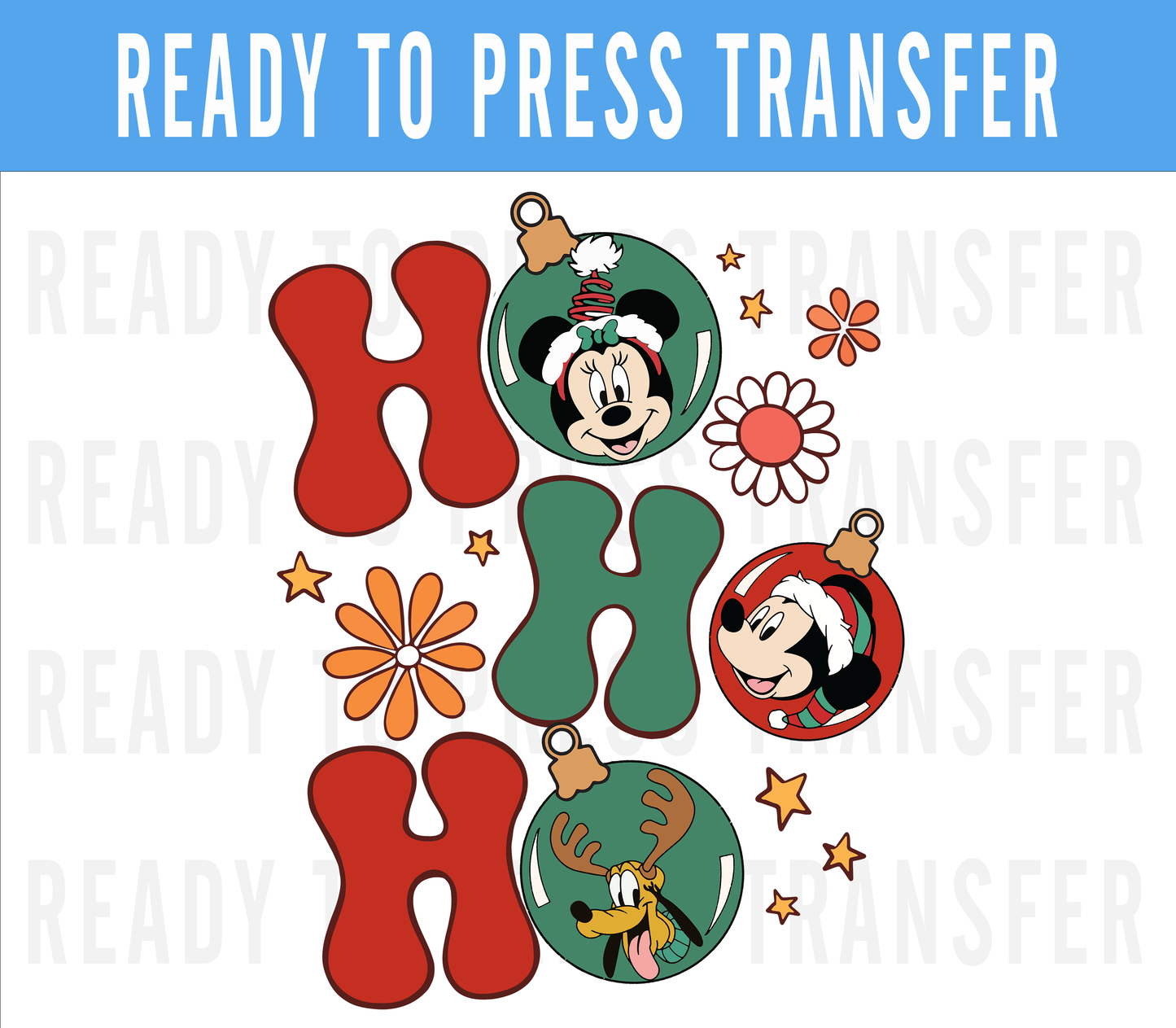 Ho Ho Ho Christmas Ready To Press Decal Transfer