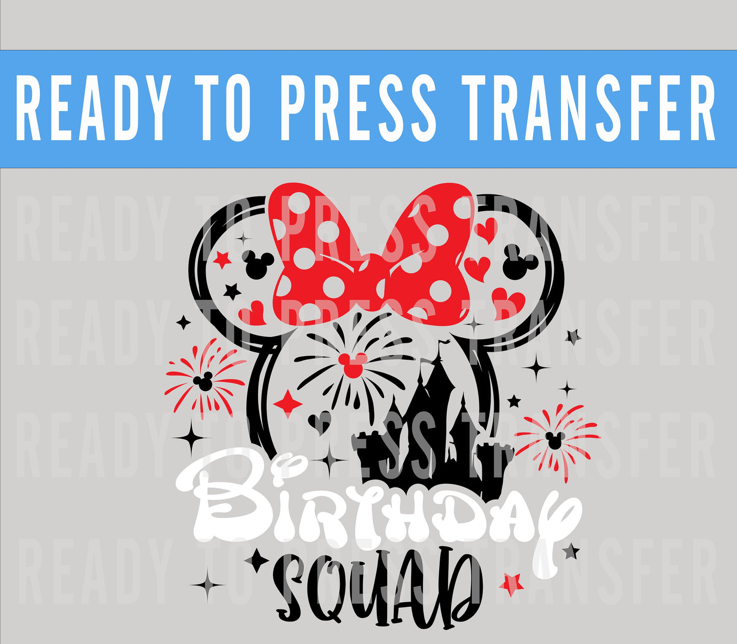 Birthday Squad Girl Boy Disney Iron On DTF Transfer Decal - Disney Iron On - Screenprint Transfer Decal - Ready To Press