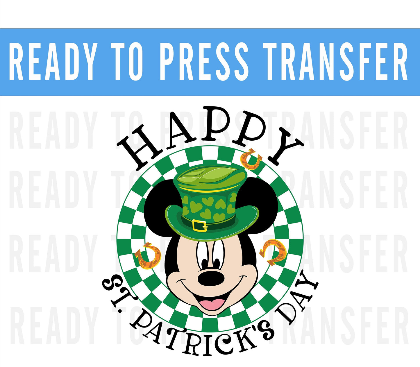 St Patricks Day Minnie Checkered Transfer - Ready To Press - Transfers For Shirt - St Patricks Day Disney Transfers - Minnie Design Transfer