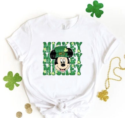 St Patricks Day Minnie Retro Transfer - Ready To Press - Transfers For Shirts - St Patricks Day Disney Transfers - Minnie Design Transfer