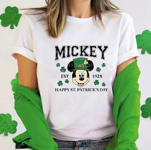 St Patricks Day Minnie Retro Transfer - Ready To Press - Transfers For Shirts - St Patricks Day Disney Transfers - Mickey Design Transfer