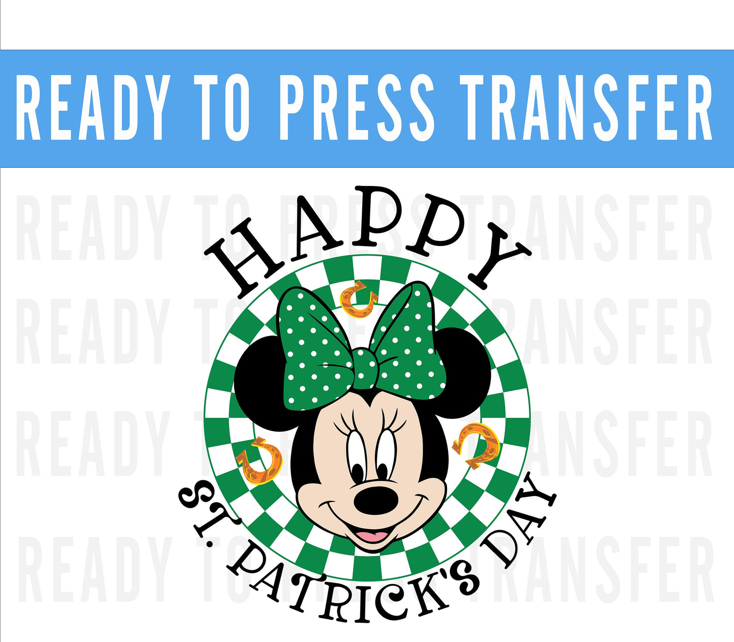 St Patricks Day Mickey Checkered Transfer - Ready To Press - Transfers For Shirt - St Patricks Day Disney Transfers - Mickey Design Transfer