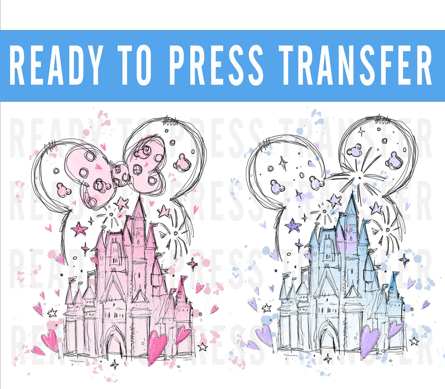 Disney Mickey Castle Ready To Press Iron On Decals For Shirts DTF Transfers For Shirts - Mickey Design Transfer - DTF Decal Transfers