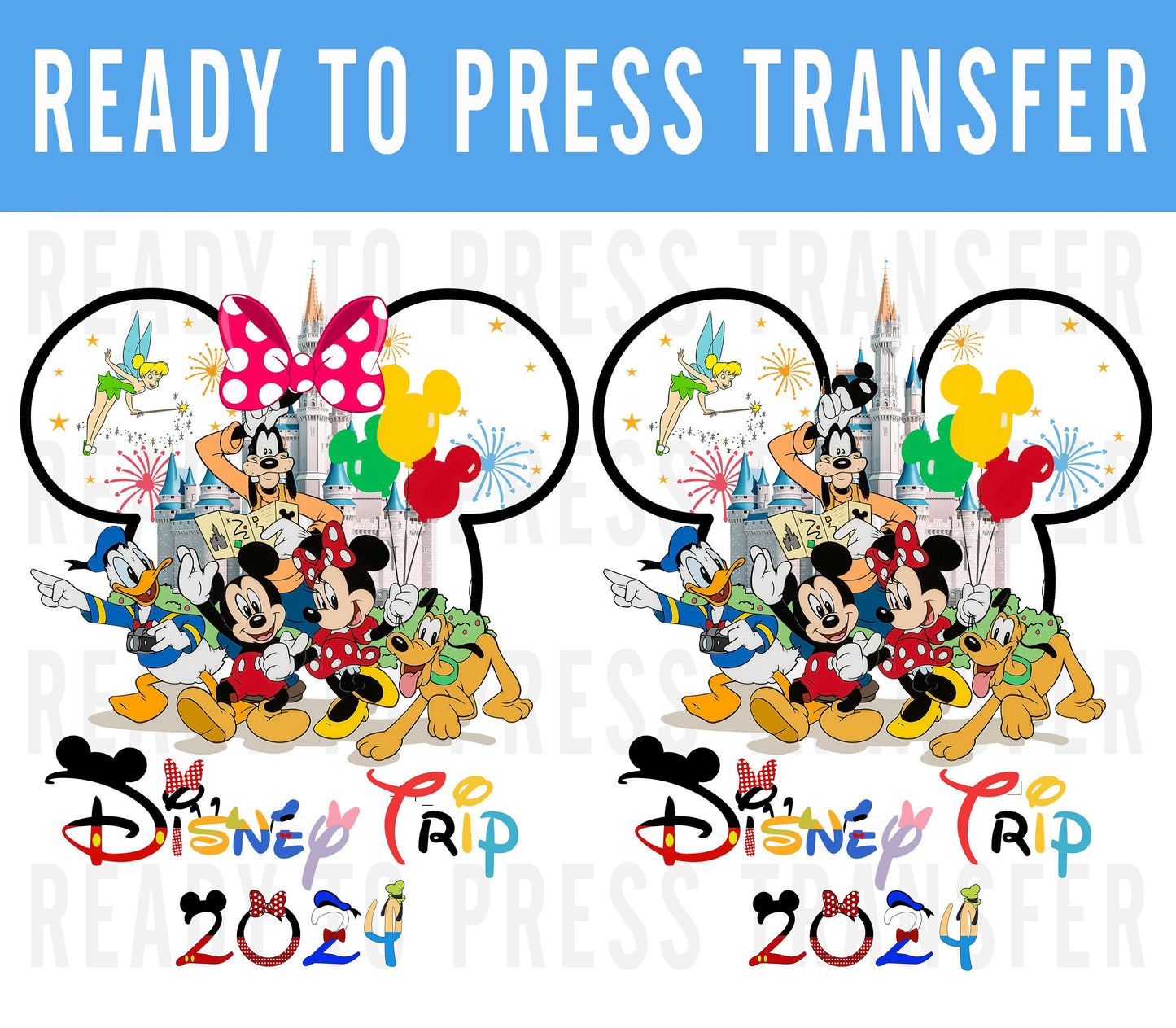 Disney Family Vacation 2024 Ready To Press Iron On Decal DTF Transfer for Shirts - Mickey Design Transfer - DTF Decal Transfers