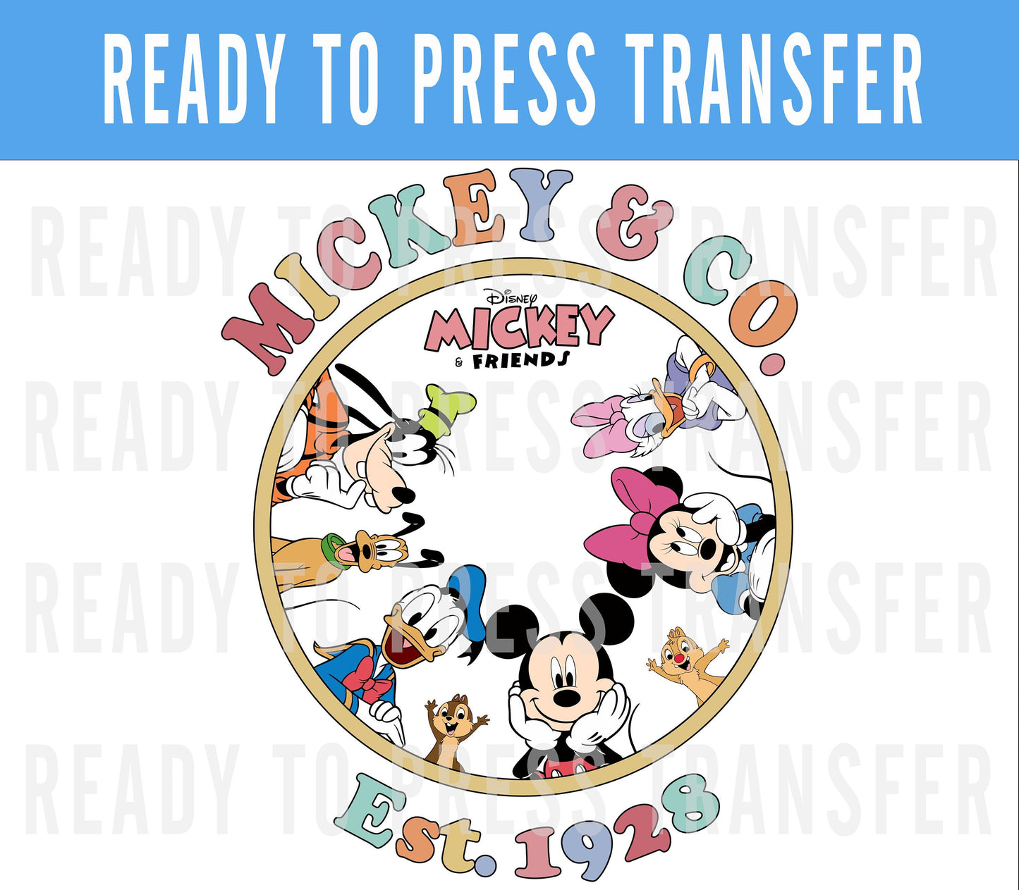Mickey and Co Friends Ready To Press Iron On Decals DTF Decal For Shirt - Disney Shirt Transfer - Mickey Design Transfer -DTF Decal Transfer