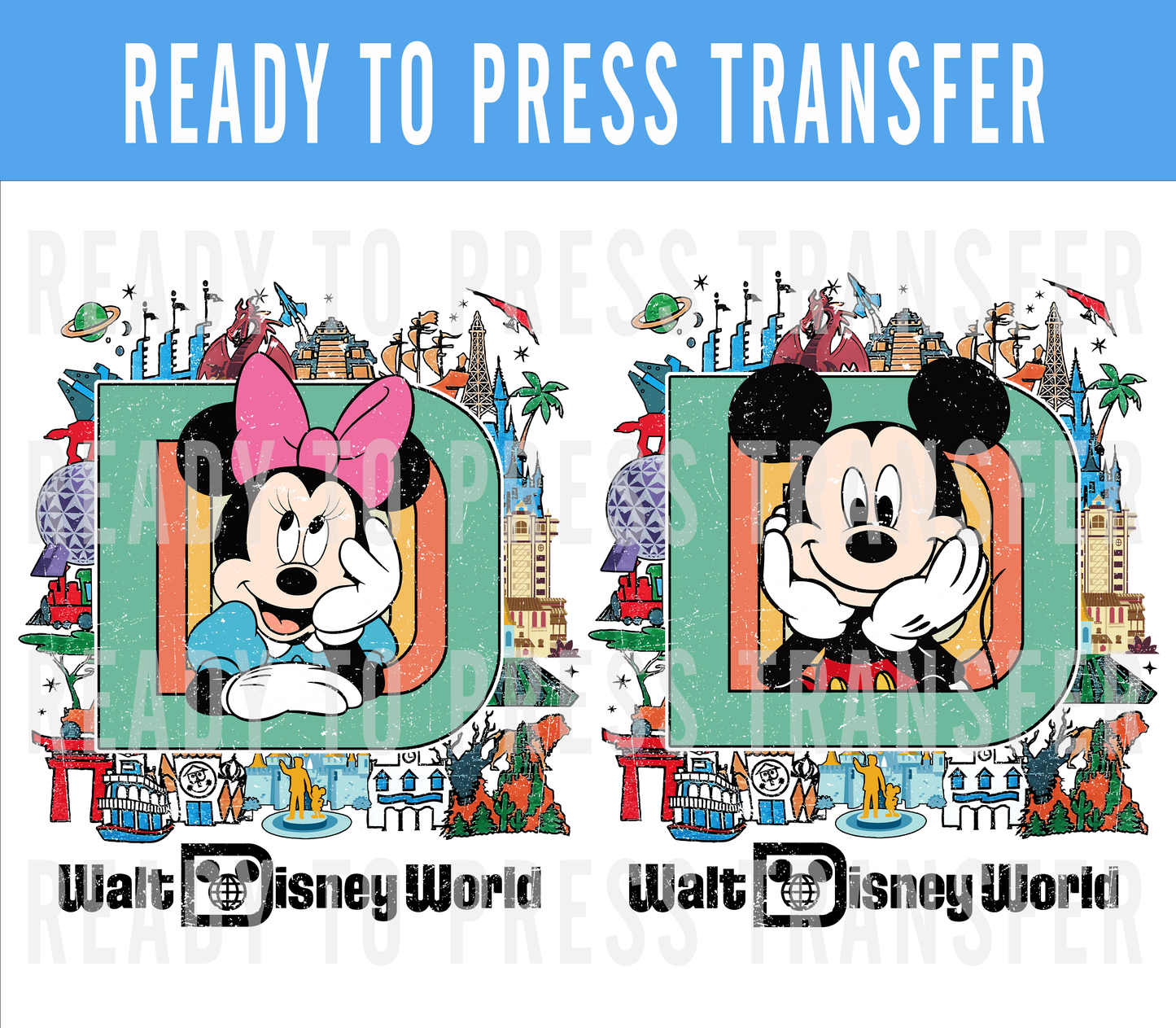 Walt Mickey and Minnie DTF Transfer