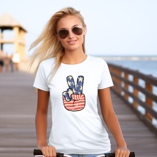 Flag Peace Sign Patriotic Ready To Press Shirt Decal