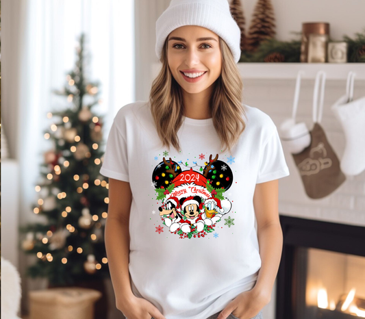 disney  christmas shirt decal - 2024 mickey head christmas iron on decal - ready to press iron on decal