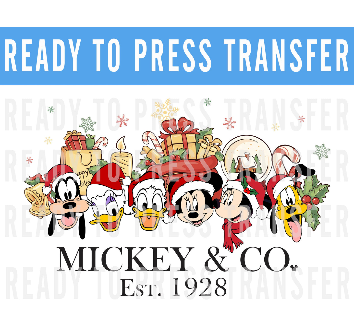 Christmas Mickey and Co Transfer - Ready To Press - Transfers For Shirts - Very Merry Christmas Transfers - Mickey Transfer