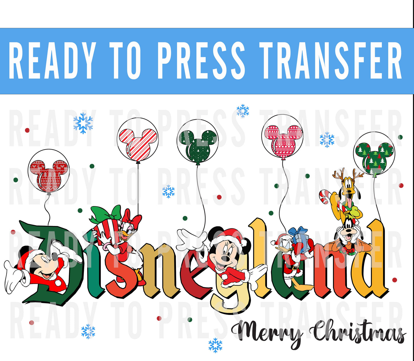 Disneyland Christmas Decal Transfer- Ready To Press Mickey Decal - Transfers For Shirts - Very Merry Christmas Disney Transfer