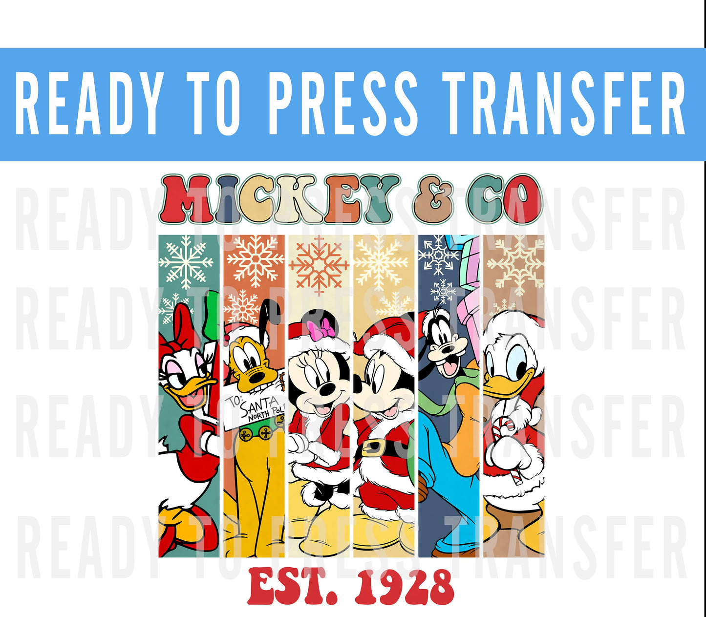 Mickey and Co Christmas Decal Transfer - Ready To Press Mickey Decal - Transfers For Shirts - Very Merry Christmas Disney Transfer