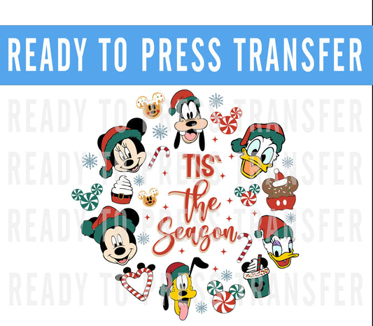 Tis The Season Mickey Christmas Transfer - Ready To Press Mickey Decal - Transfers For Shirt -Merry Christmas Disney Transfer