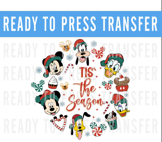 Tis The Season Mickey Christmas Decal Transfer - Ready To Press Decal - Transfers For Shirt -Merry Christmas Disney Transfer