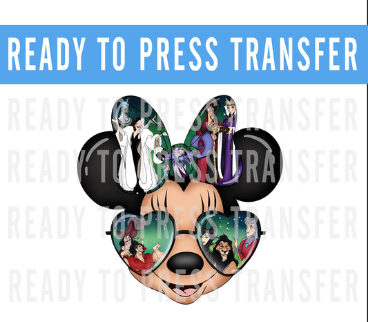 Minnie Villian Transfer - Ready To Press - Transfers For Shirts - Disney Transfers - Minnie Mouse Design Transfer - DTF Decal Transfers