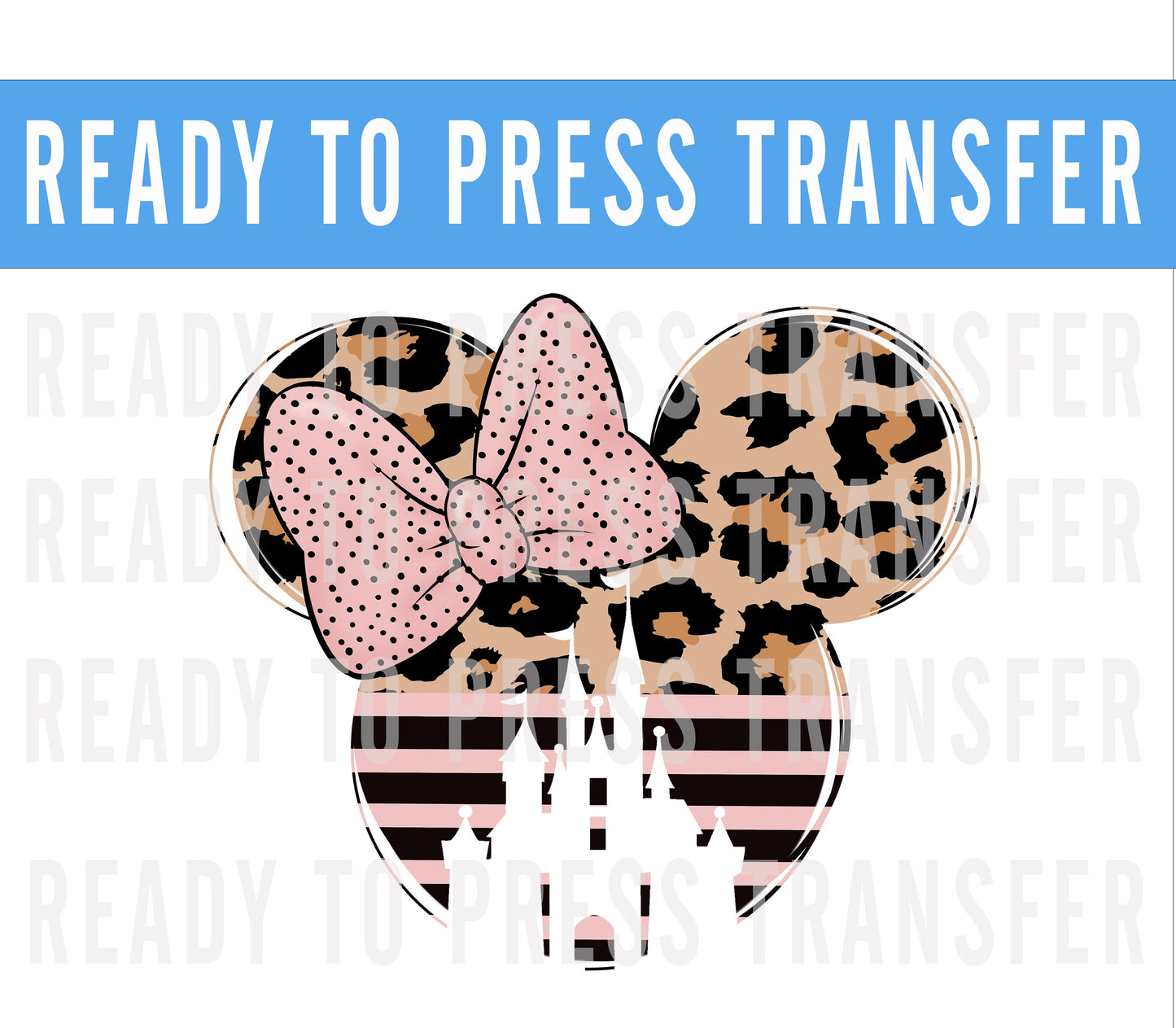 Minnie Leopard Disney Iron On - Ready To Press - Transfer For Shirt - Disney Transfers - Minnie Mouse Design Transfer - DTF Decal Transfers