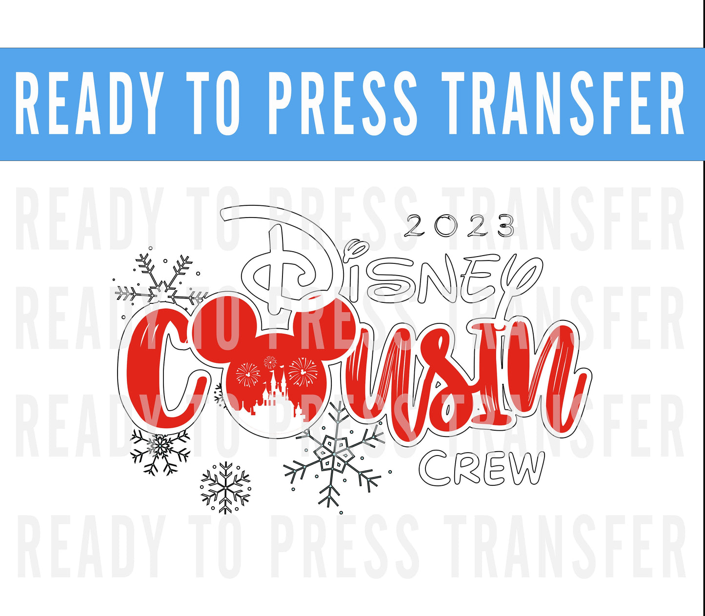 Cousin Crew Transfer - Ready To Press - Transfers For Shirts - Very Merry Christmas Disney Transfers - Mickey Design Transfer