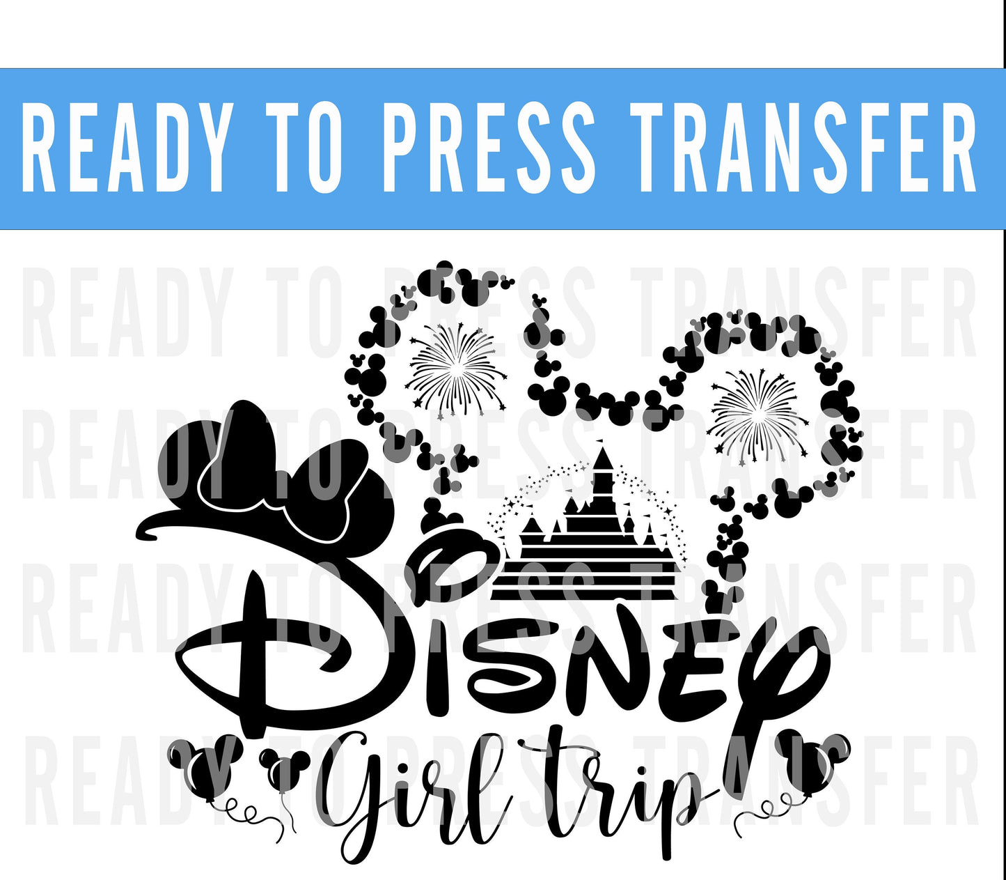Disney Girls Trip Ready To Press Iron On Decal DTF Transfer for Shirts - Minnie Mouse Design Transfer - DTF Decal Transfers