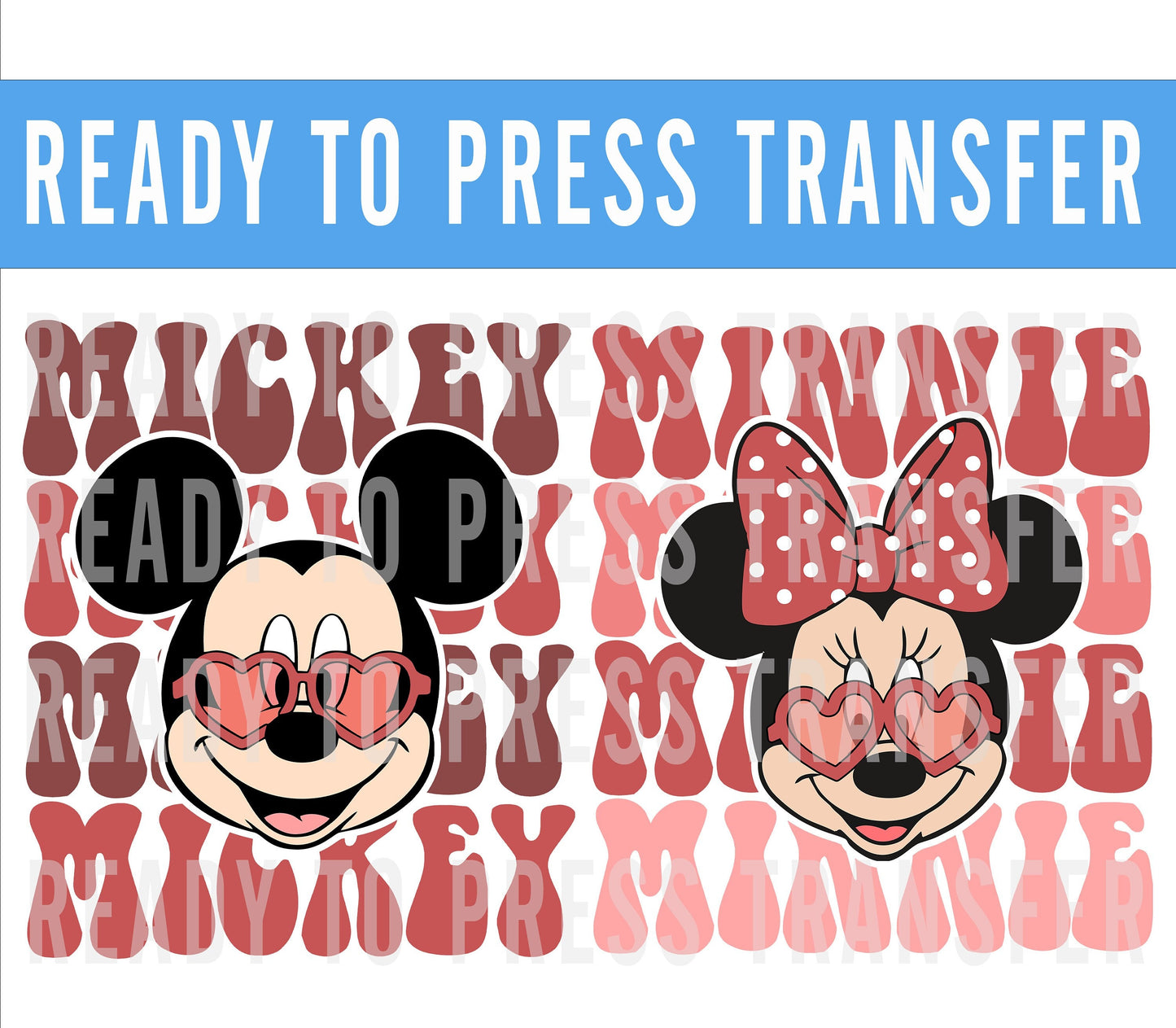 Valentines Minnie Retro Transfer - Ready To Press - Transfers For Shirts - Valentines Disney Transfers -Mickey Valentines DTF Decal