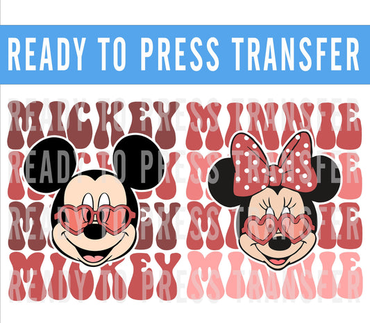 Valentines Minnie Retro Transfer - Ready To Press - Transfers For Shirts - Valentines Disney Transfers -Mickey Valentines DTF Decal