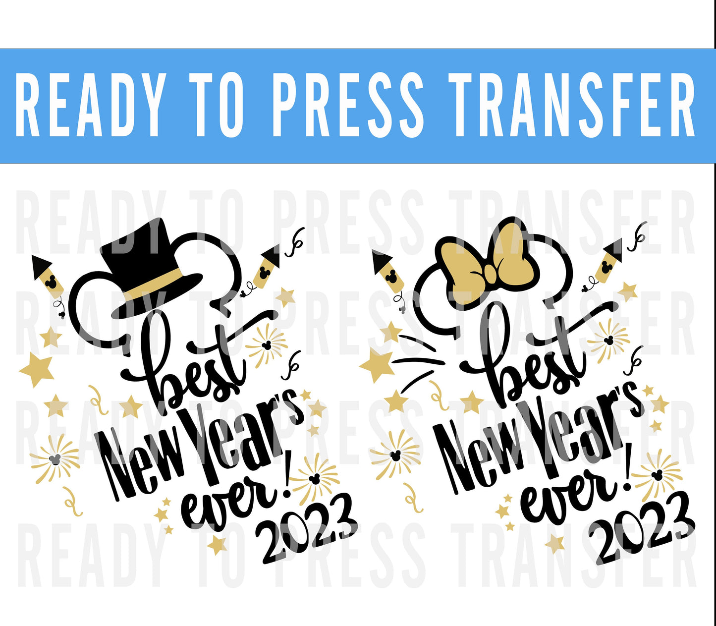 Disney New Years Transfer - Ready To Press - Transfers For Shirts - Disney Transfers - Mickey Design Transfer - DTF Decal Transfers