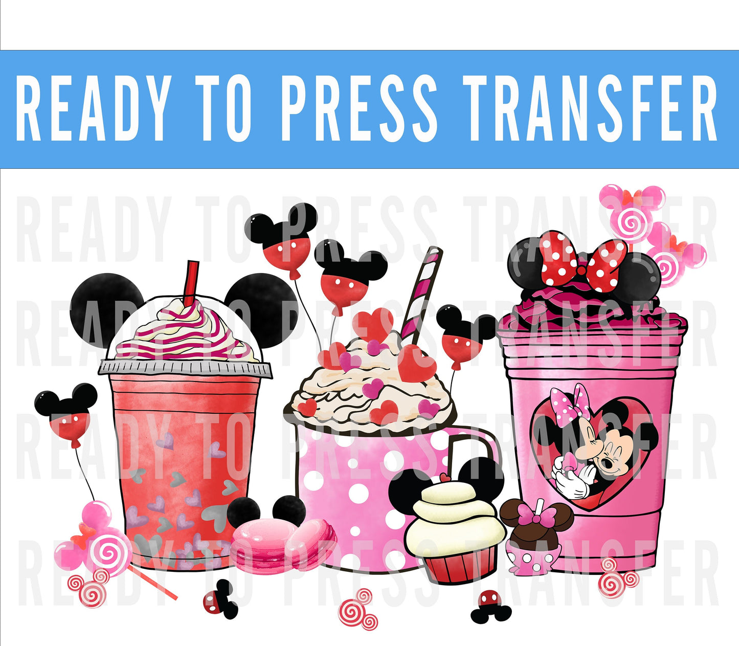 Valentines Minnie Mickey Hot Cocoa Transfer - Ready To Press - Transfers For Shirts - Valentines Disney Transfers - Valentines DTF Decal