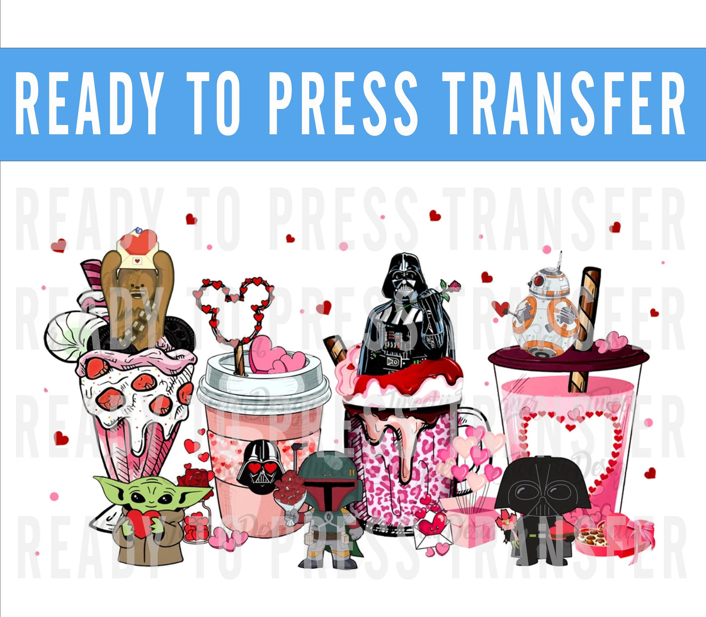 Valentines Hot Cocoa Transfer - Ready To Press - Transfers For Shirts - Valentines Disney Transfers - Valentines Starwars DTF Decal