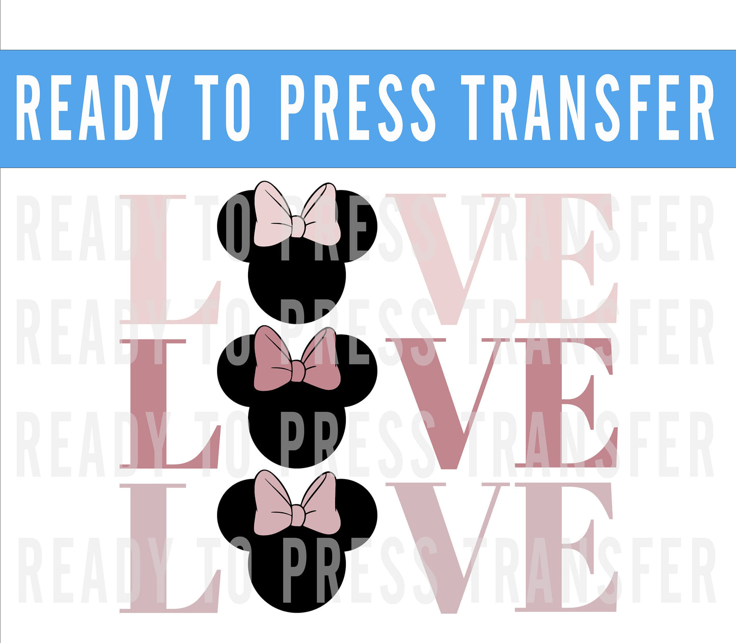 Valentines Minnie Love DTF Decal Transfer - Ready To Press - Transfers For Shirts - Valentines Disney DTF Transfers