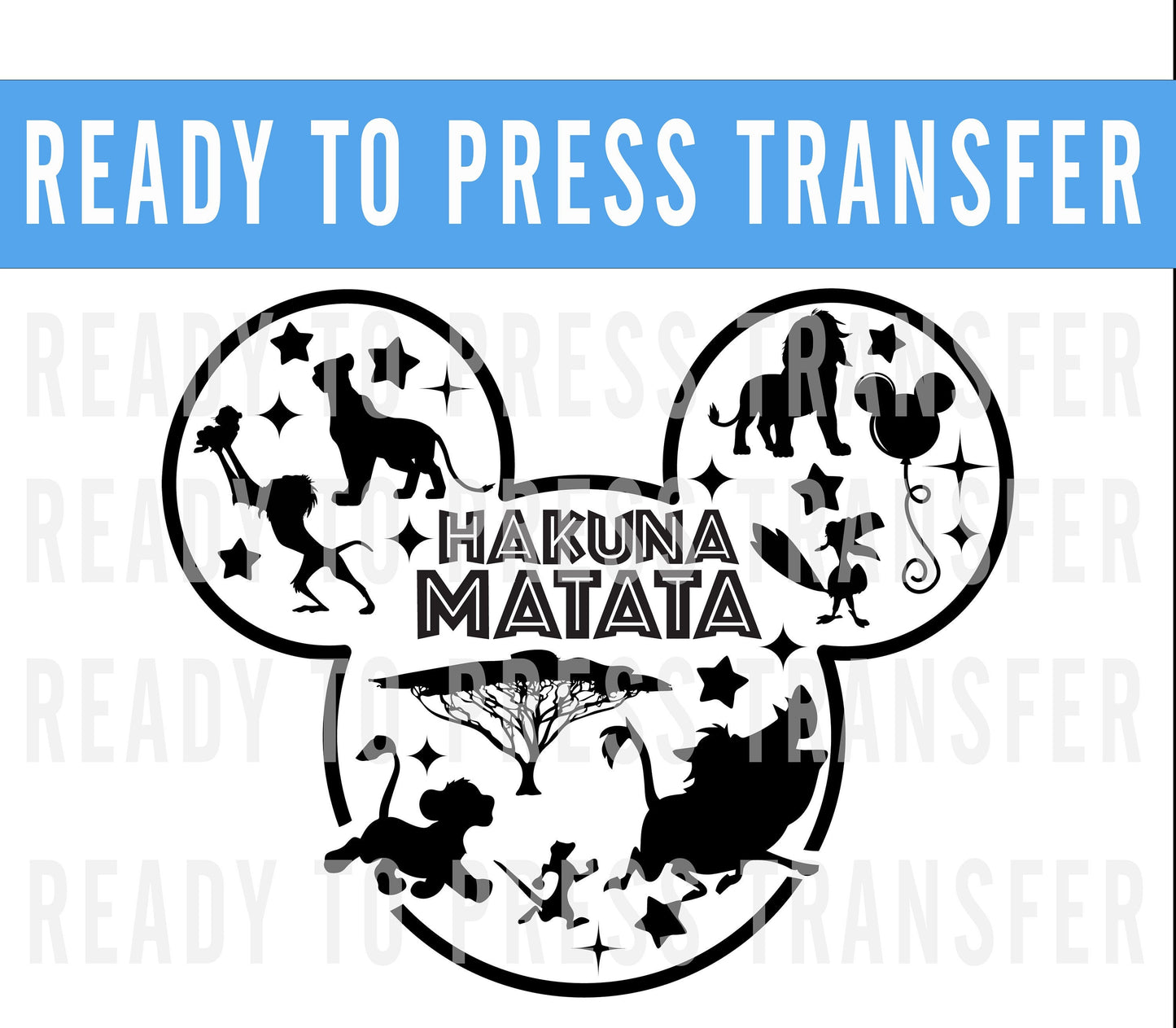 Disney Iron On - Hakuna Matata Lion King Iron On - Screenprint Transfer Decal - Ready To Press Disney Decal Transfer