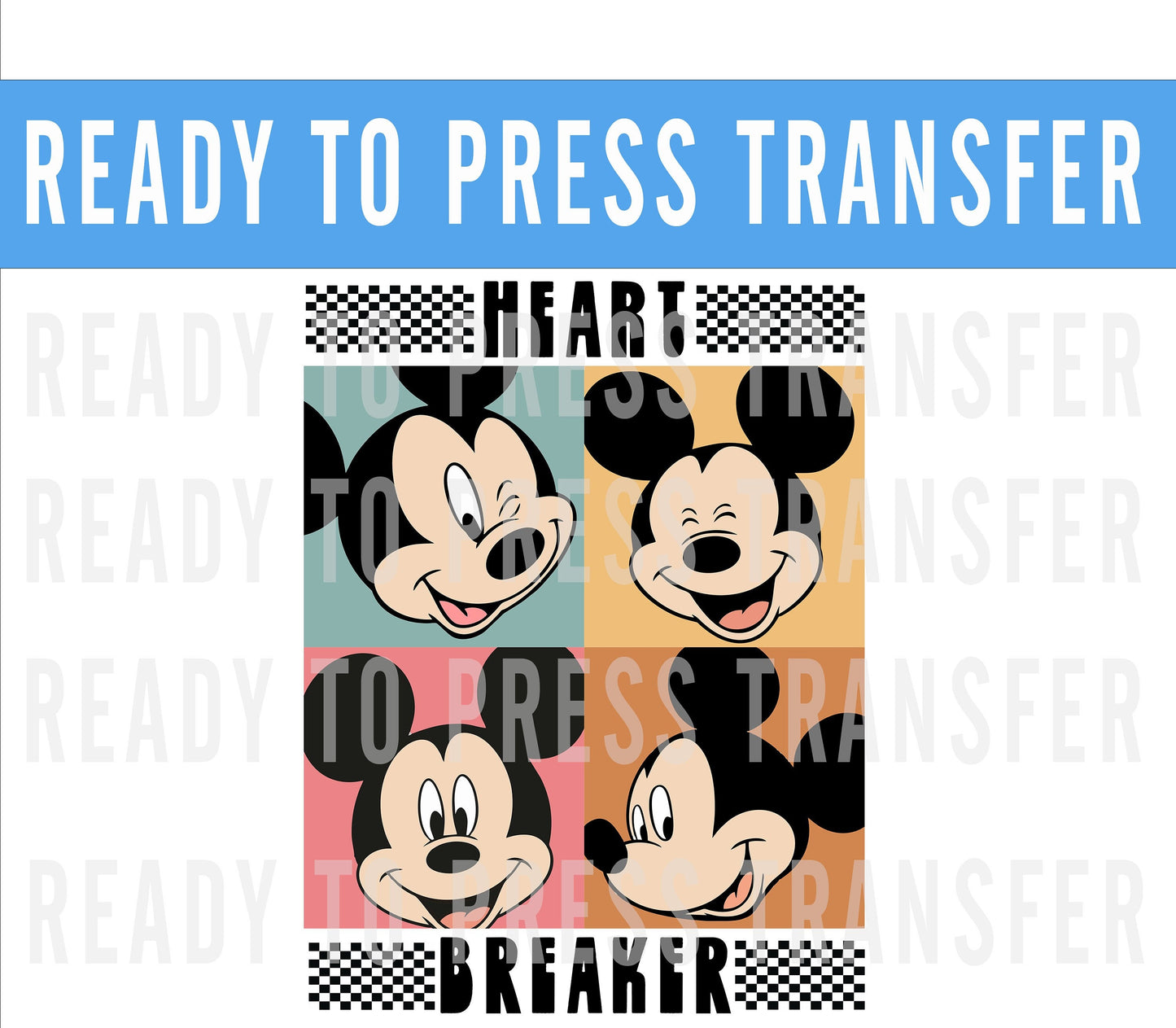 Valentines Mickey Heartbreaker Retro Transfer - Ready To Press - Transfers For Shirts - Valentines Disney DTF Transfers