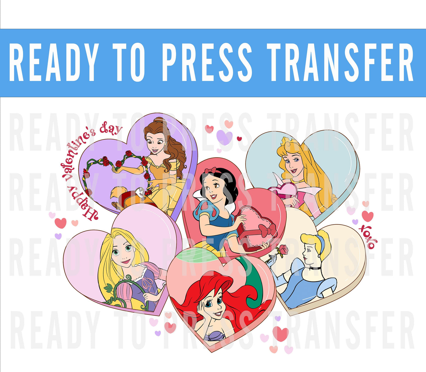 Valentines Princess Heart Candy Transfer - Ready To Press - Transfers For Shirts - Valentines Disney Transfers - DTF Decal