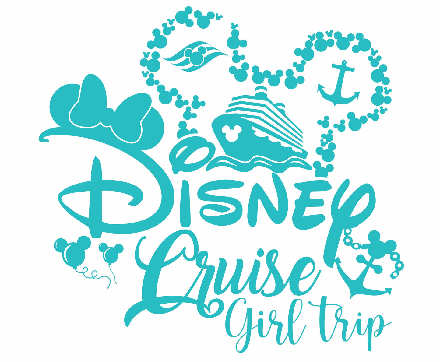 Disney Cruise DTF Transfer - Ready To Press - Transfers For Shirts - Disney Transfers - Minnie Mouse Design Transfer - DTF Decal Transfers