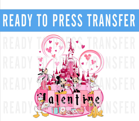 Valentines Mickey Minnie Castle DTF Decal Transfer - Ready To Press - Transfers For Shirts - Valentines Disney DTF Transfers