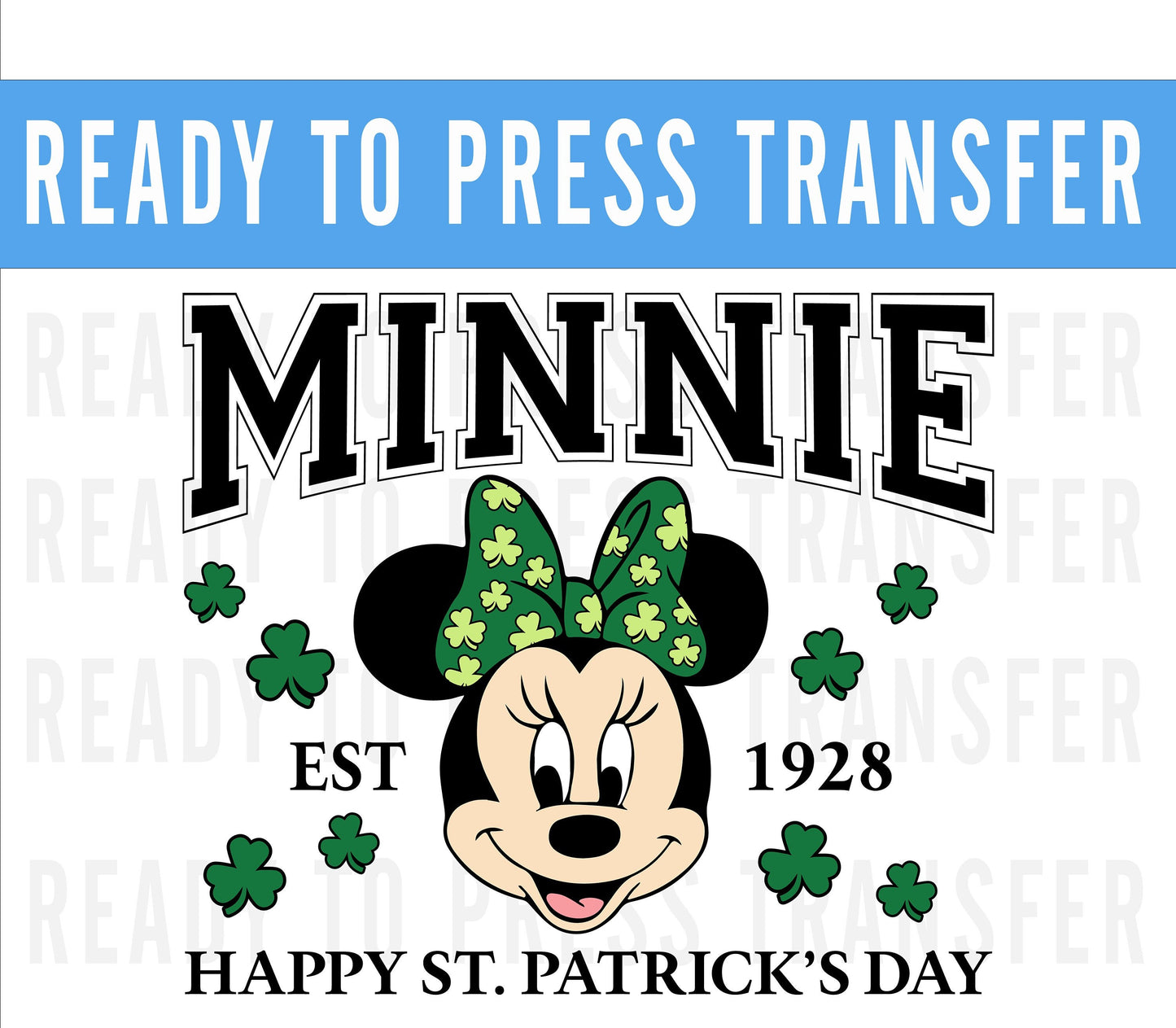 St Patricks Day Mickey Retro Transfer - Ready To Press - Transfers For Shirts - St Patricks Day Disney Transfers - Mickey Design Transfer