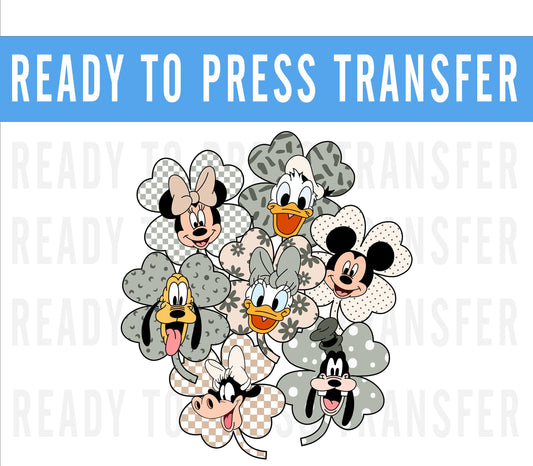 St Patricks Day Shamrock Checkered Transfer - Ready To Press - Transfer For Shirt - St Patricks Day Disney Transfer - Minnie Design Transfer