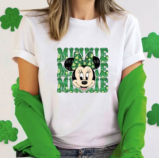 St Patricks Day Minnie Retro Transfer - Ready To Press - Transfers For Shirts - St Patricks Day Disney Transfers - Minnie Design Transfer