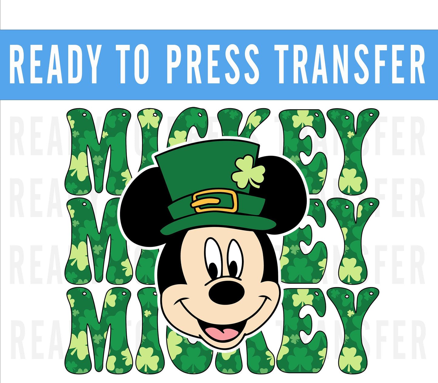 St Patricks Day Minnie Retro Transfer - Ready To Press - Transfers For Shirts - St Patricks Day Disney Transfers - Minnie Design Transfer
