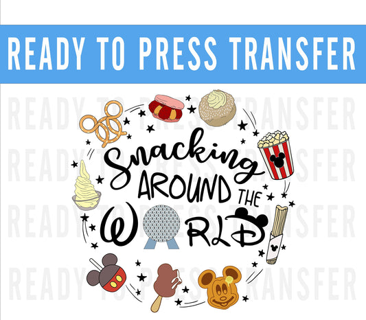 Snacking Around The World Epcot Iron On Decal Transfers - Ready To Press - Transfers For Shirts - Epcot Decal Transfer - DTF Decal Transfers
