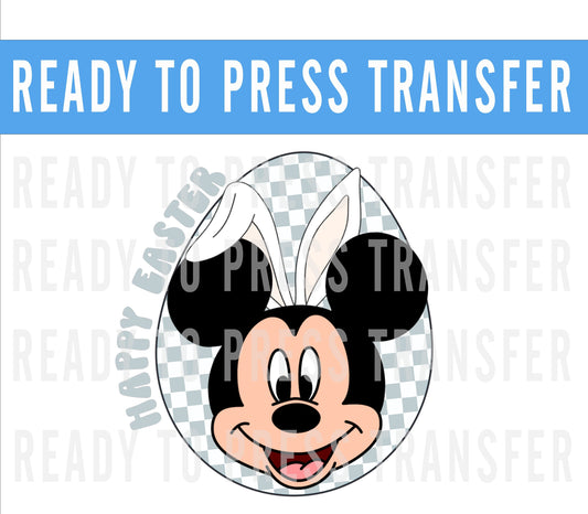 Checkered Egg Disney Easter Mickey Ready To Press Iron On Decal Transfers For Shirts - Valentines Disney Transfers - Valentines DTF Decal