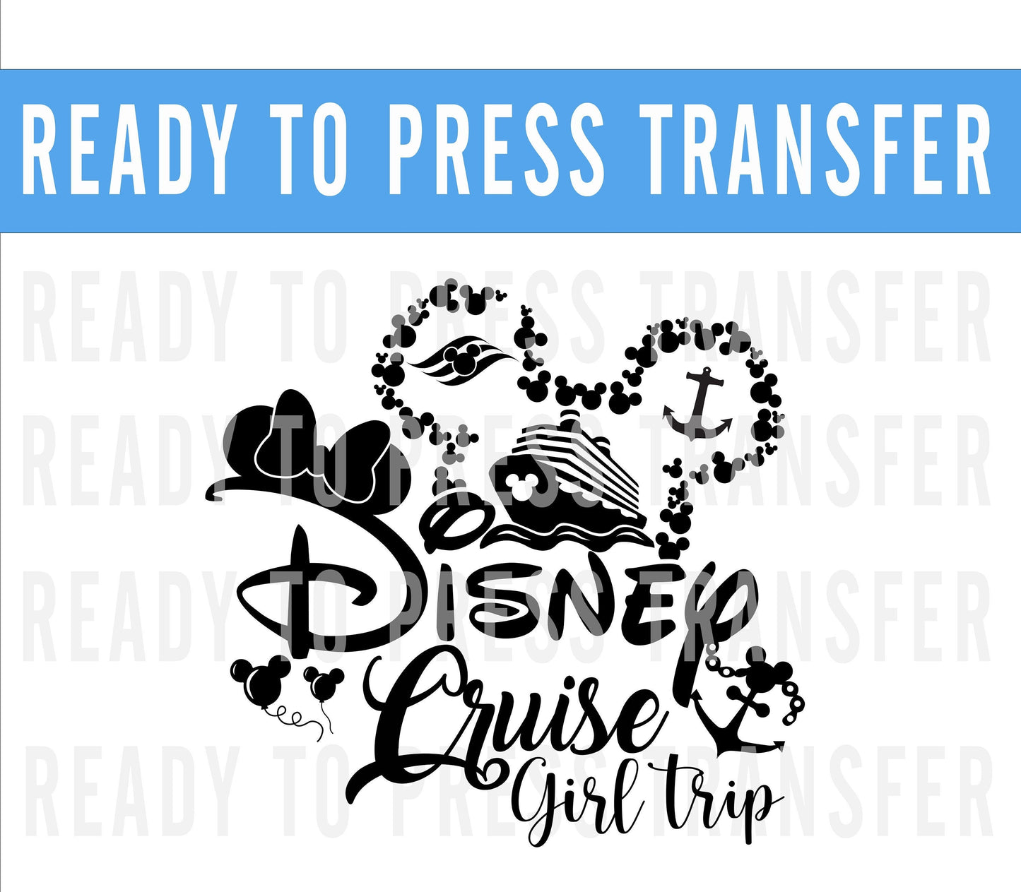 Disney Cruise DTF Transfer - Ready To Press - Transfers For Shirts - Disney Transfers - Minnie Mouse Design Transfer - DTF Decal Transfers