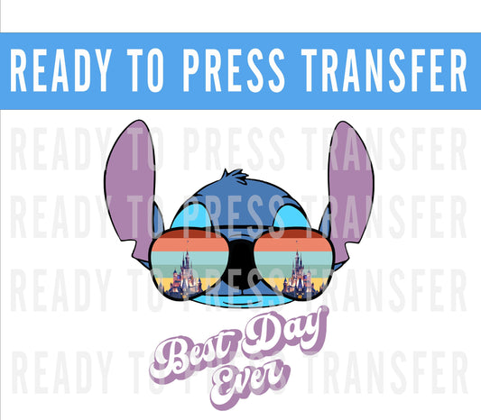 Stitch Best Day Ever Ready To Press Iron On Decal DTF Transfer For DIY Shirts To Make At Home - Stitch Shirts - Disney Shirts