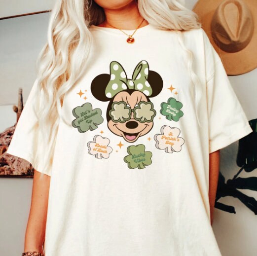 St Patricks Day Minnie Shamrock Transfer - Ready To Press - Transfers For Shirt - St Patricks Day Disney Transfers - Minnie Design Transfer