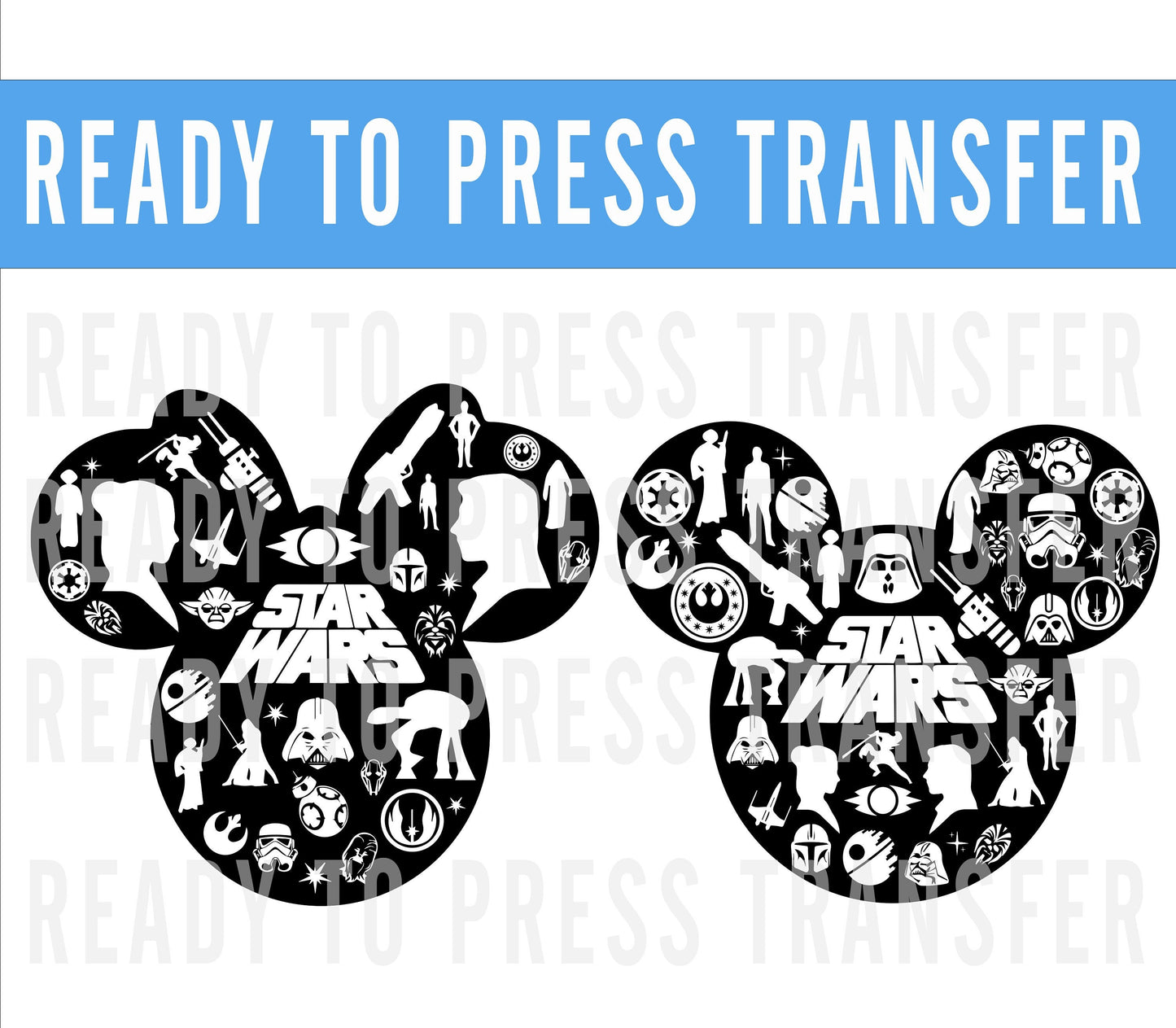 Star Wars Mickey Head DTF Decal Transfer - Ready To Press - Transfers For Shirts -Star Wars Inspired Transfers - Disney Transfer