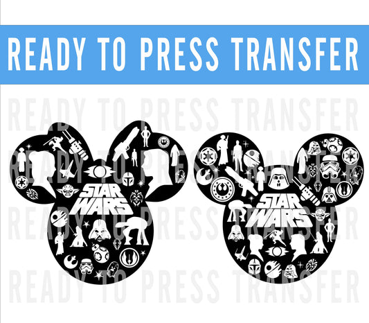 Star Wars Mickey Head DTF Decal Transfer - Ready To Press - Transfers For Shirts -Star Wars Inspired Transfers - Disney Transfer