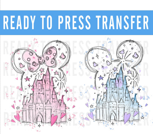 Disney Mickey Castle Ready To Press Iron On Decals For Shirts DTF Transfers For Shirts - Mickey Design Transfer - DTF Decal Transfers