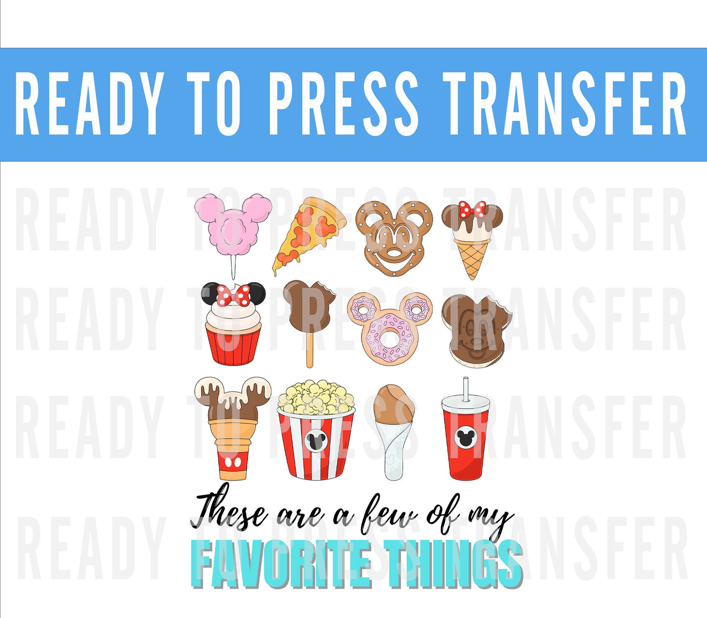 Favorite things Disney Ready To Press Iron on Decal Transfers for Shirt - Disney Transfer -Minnie Mouse Design Transfer - DTF Decal Transfer