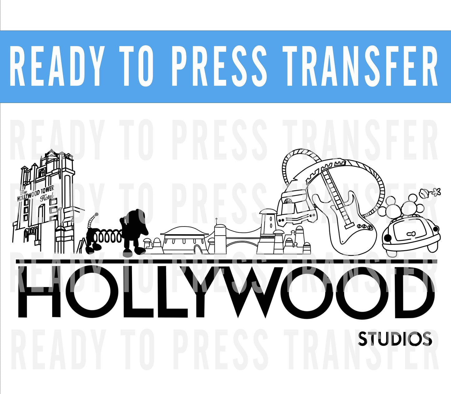 Disney Hollywood Studios Transfer - Ready To Press - Transfers For Shirts - Universal Transfers - Universal Transfer - DTF Decal Transfers