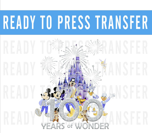 Disneys 100 Years of Wonder ready to press iron on decal DTF transfer for shirts -Screen Print Transfer Decal -Ready To Press Decal Transfer