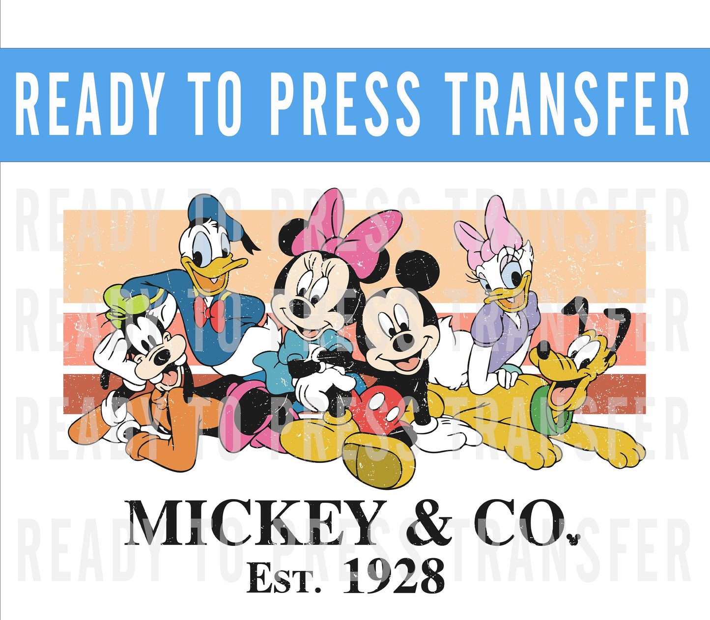 Mickey and Co Friends Ready To Press Iron On Decals DTF Transfers For Shirt - Disney Transfer - Mickey Design Transfer - DTF Decal Transfers