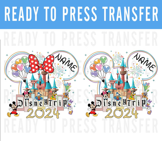 Disney trip 2024 custom ready to press iron on decal dtf transfer for shirt - Disney Transfer - Mickey Design Transfer - DTF Decal Transfers