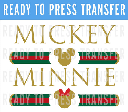 Disney DTF Transfer - Ready To Press -Transfers For Shirts -Disney Transfers - Mickey Design Transfer - Decal Transfers - Mickey Minnie